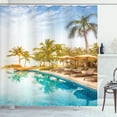 thumbnail image 1 of Ambesonne Landscape Shower Curtain, Poolside Exotic Island, 69"Wx84"L, Multicolor, 1 of 5