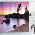 thumbnail image 1 of Ambesonne Landscape Shower Curtain, Sandy Beach by River, 69"Wx84"L, Purple Cream, 1 of 5