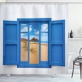 thumbnail image 1 of Ambesonne Landscape Shower Curtain, Spain Beach Distant, 69"Wx70"L, Blue Sand Brown, 1 of 3
