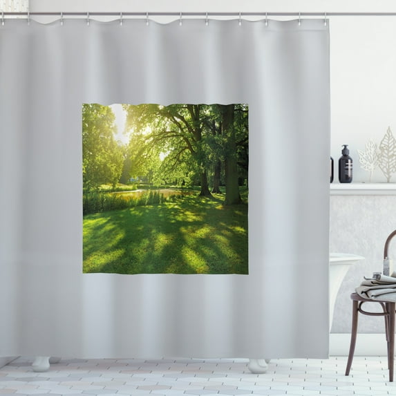 Ambesonne Landscape Shower Curtain, Summer Park Hamburg, 69"Wx75"L, Green