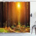 thumbnail image 1 of Ambesonne Landscape Shower Curtain, Sunset Dawn Sun Rise, 69"Wx84"L, Earth Yellow Dark Orange, 1 of 3