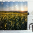 thumbnail image 1 of Ambesonne Landscape Shower Curtain, Sunset Flower Field, 69"Wx84"L, Yellow Green Blue, 1 of 5