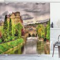 thumbnail image 1 of Ambesonne Landscape Shower Curtain, View of Bath River, 69"Wx84"L, Fern Green, 1 of 5