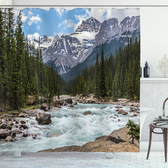 Ambesonne Landscape Shower Curtain, Winter Day Alberta, 69"Wx84"L, Multicolor