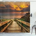 thumbnail image 1 of Ambesonne Landscape Shower Curtain, Wooden Pier Sunset Beach, 69"Wx70"L, Multicolor, 1 of 3