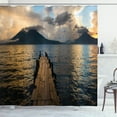thumbnail image 1 of Ambesonne Landscape Shower Curtain, Wooden Pier on Lake, 69"Wx84"L, Multicolor, 1 of 5