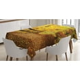 thumbnail image 1 of Ambesonne Landscape Tablecloth Rectangular Table Cover, Fall Trees Leaf Road, 52"x70", Ginger Yellow Marigold, 1 of 4