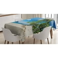 thumbnail image 1 of Ambesonne Landscape Tablecloth Rectangular Table Cover, Sea Palms Mountains, 60"x90", Blue Cream Green, 1 of 4