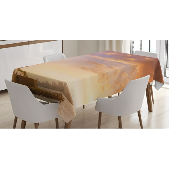 Ambesonne Landscape Tablecloth Rectangular Table Cover, USA New York Scenery, 60"x90", Multicolor