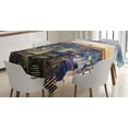 thumbnail image 1 of Ambesonne Landscape Tablecloth Rectangular Table Cover, Urban Skyline of NYC, 60"x84", Orange Blue, 1 of 3