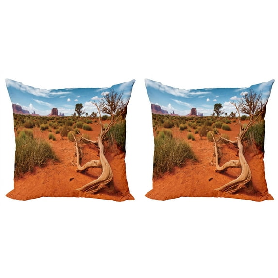 Ambesonne Landscape Throw Pillow Cover 2 Pack, Arizona Valley Scenery, 20", Multicolor