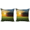 thumbnail image 1 of Ambesonne Landscape Throw Pillow Cover 2 Pack, Dark Clouds Sunset, 16", Green Yellow, 1 of 6