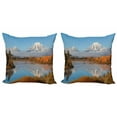 thumbnail image 1 of Ambesonne Landscape Throw Pillow Cover 2 Pack, Grand Teton Oxbow Bend, 20", Multicolor, 1 of 7