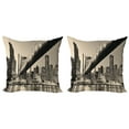 thumbnail image 1 of Ambesonne Landscape Throw Pillow Cover 2 Pack, NYC Night Bridge View, 16", Grey Brown, 1 of 6