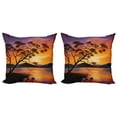 thumbnail image 1 of Ambesonne Landscape Throw Pillow Cover 2 Pack, River Mountain Sunset, 18", Burnt Orange Purple, 1 of 6