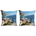 thumbnail image 1 of Ambesonne Landscape Throw Pillow Cover 2 Pack, Snowy Mountain Ocean, 18", Sky Blue and Brown, 1 of 2