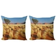 thumbnail image 1 of Ambesonne Landscape Throw Pillow Cover 2 Pack, South Africa Desert, 24", Sky Blue and Marigold, 1 of 7