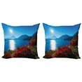 thumbnail image 1 of Ambesonne Landscape Throw Pillow Cover 2 Pack, Sunny Autumn Mountain, 20", Blue and Red, 1 of 2