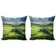 thumbnail image 1 of Ambesonne Landscape Throw Pillow Cover 2 Pack, Sunrise in the Valley, 20", Green Blue, 1 of 6