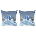 thumbnail image 1 of Ambesonne Landscape Throw Pillow Cover 2 Pack, Wintry Outdoors Houses, 18", Multicolor, 1 of 2