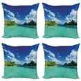 thumbnail image 1 of Ambesonne Landscape Throw Pillow Cover 4 Pack, Botanic Sea Mountain, 24", Turquoise Blue Green, 1 of 5