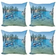 thumbnail image 1 of Ambesonne Landscape Throw Pillow Cover 4 Pack, Calm Still Water Rocks, 24", Blue Grey Green, 1 of 5