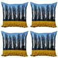 thumbnail image 1 of Ambesonne Landscape Throw Pillow Cover 4 Pack, Daffodil Field Farming, 20", Mustard Blue, 1 of 6