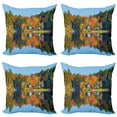 thumbnail image 1 of Ambesonne Landscape Throw Pillow Cover 4 Pack, Lake House in Autumn, 18", Multicolor, 1 of 7
