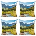 thumbnail image 1 of Ambesonne Landscape Throw Pillow Cover 4 Pack, Mountain Forest River, 20", Multicolor, 1 of 7