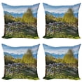 thumbnail image 1 of Ambesonne Landscape Throw Pillow Cover 4 Pack, Snowy Alps Mountain, 24", Green Blue, 1 of 7