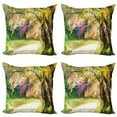 thumbnail image 1 of Ambesonne Landscape Throw Pillow Cover 4 Pack, Spring Park Walkway, 16", Multicolor, 1 of 6