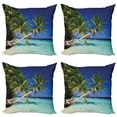 thumbnail image 1 of Ambesonne Landscape Throw Pillow Cover 4 Pack, Tropic Island Palms, 18", Aqua Blue Green, 1 of 6