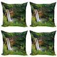 thumbnail image 1 of Ambesonne Landscape Throw Pillow Cover 4 Pack, Twin Waterfalls Hawai, 20", Green, 1 of 7