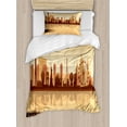 thumbnail image 1 of Ambesonne Las Vegas Duvet Cover Sets, City View at Sunset Art, 2-Twin, Peach Redwood, 1 of 4
