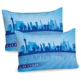 thumbnail image 1 of Ambesonne Las Vegas Pillow Sham 2 Pack, American City Silhouette, 26"x20", Pale Blue and Blue, 1 of 3