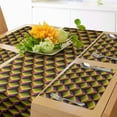 thumbnail image 1 of Ambesonne Lattice Table Runner & Placemats, 3D Cubes Vibrant Colors, Placemat 4 pcs + Runner 12"x90", Hot Pink Yellow, 1 of 2