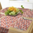 thumbnail image 1 of Ambesonne Lattice Table Runner & Placemats, Vivid Mosaic of Circles, Placemat 4 pcs + Runner 12"x90", Dark Coral Blue, 1 of 2