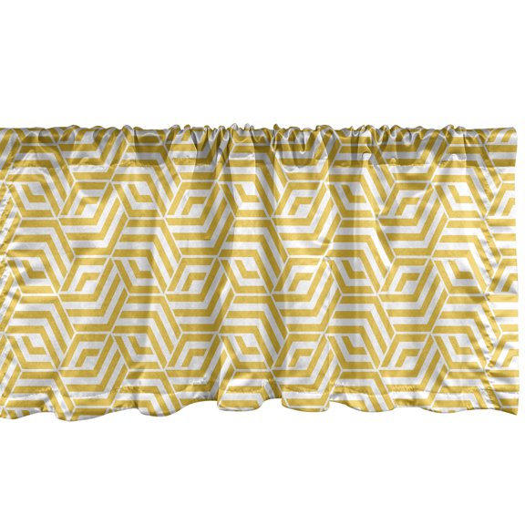 Ambesonne Lattice Window Valance, Hexagons Yellow Chevron, 54" X 18", Earth Yellow White