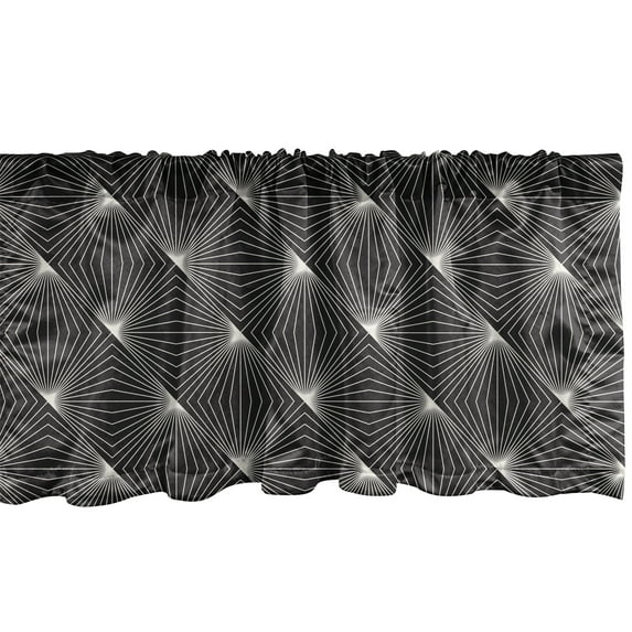 Ambesonne Lattice Window Valance, Thin Stripes Zig Zag Shapes, 54" X 18", Charcoal Grey Eggshell