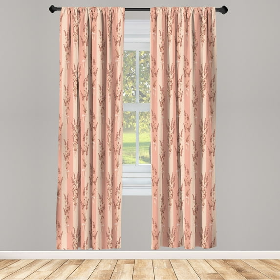 Ambesonne Lavender Curtains, Country Spring Flowers Art, Pair of 28"x95", Rose Champagne