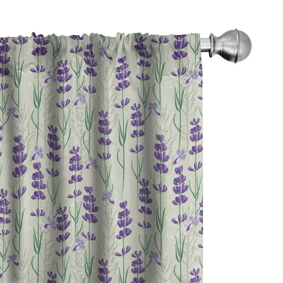 Ambesonne Lavender Curtains, Fresh Herbs Botanical, Pair of 28"x63", Pale Sage Green Violet