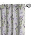 thumbnail image 1 of Ambesonne Lavender Curtains, Stripes and Flowers, Pair of 28"x84", Purple, 1 of 5