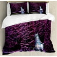thumbnail image 1 of Ambesonne Lavender Duvet Cover Sets, Purple Trees by Lake, 2-Queen, Purple, 1 of 3