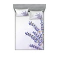 thumbnail image 1 of Ambesonne Lavender Fitted Sheet & Pillow Sham Set, Fresh Herb Plant Posy, Queen, Lavender, 1 of 2