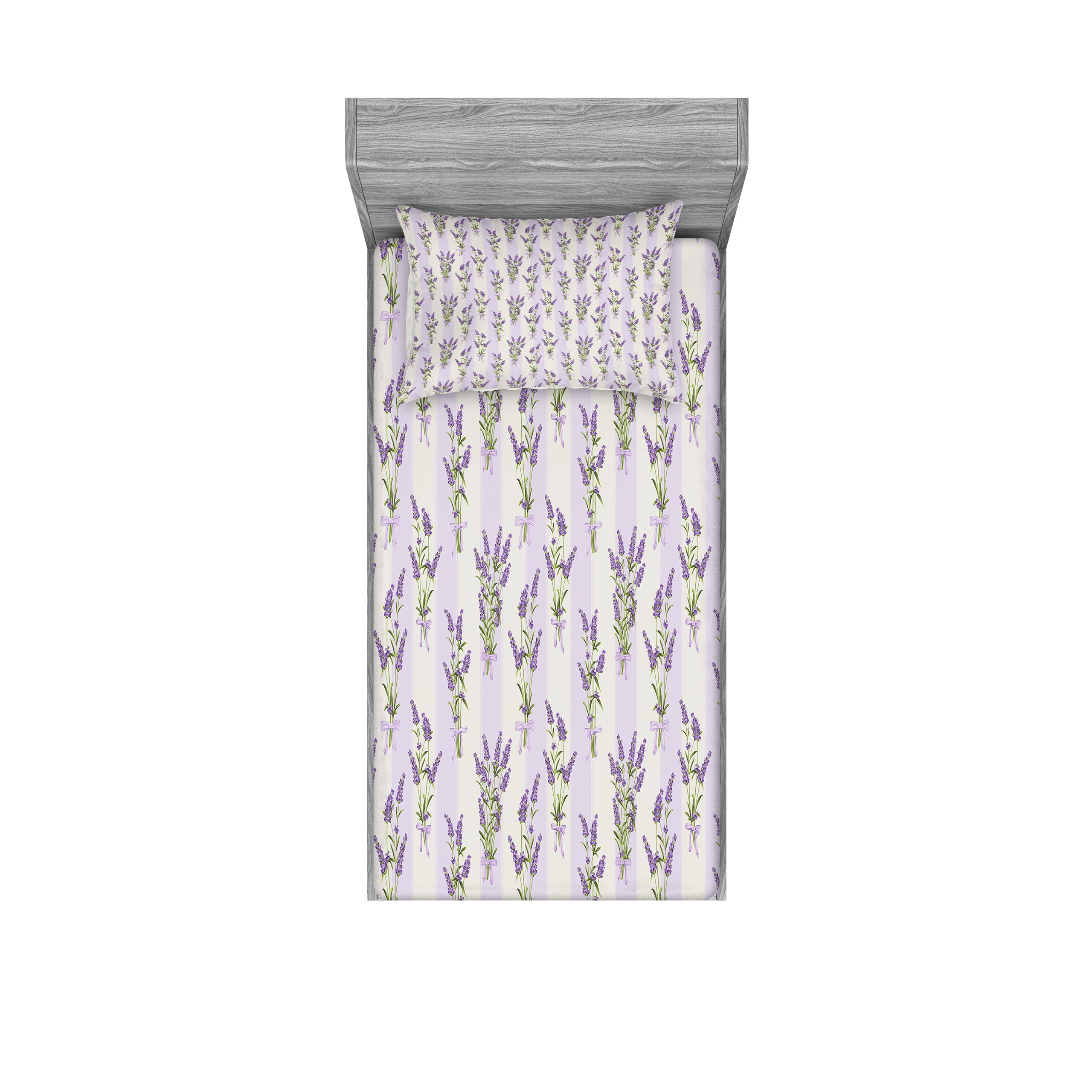 Twin Lavender Floral Microfiber Sheet and Pillowcase Set
