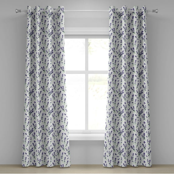 Ambesonne Lavender Grommet Curtain, Watercolor Art Plant, 50" x 96", Violet Green