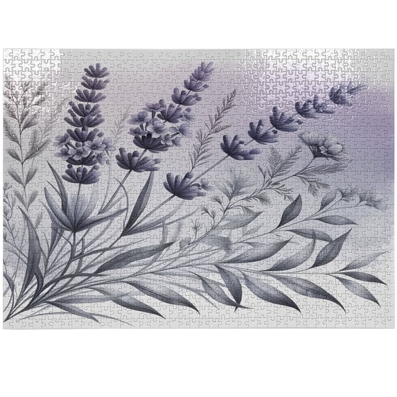 Ambesonne Lavender Jigsaw Puzzle, Cloudy Detail Dream Floral, Heirloom-Quality Fun Activity for Family Durable Cardboard, 1000 pcs, Pale Lilac Purpleblue