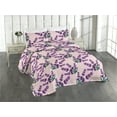 thumbnail image 1 of Ambesonne Lavender Pattern Quilted Bedspread Set 3 Pcs, Botany Artwork, Twin, Jade Green and Purple, 1 of 4