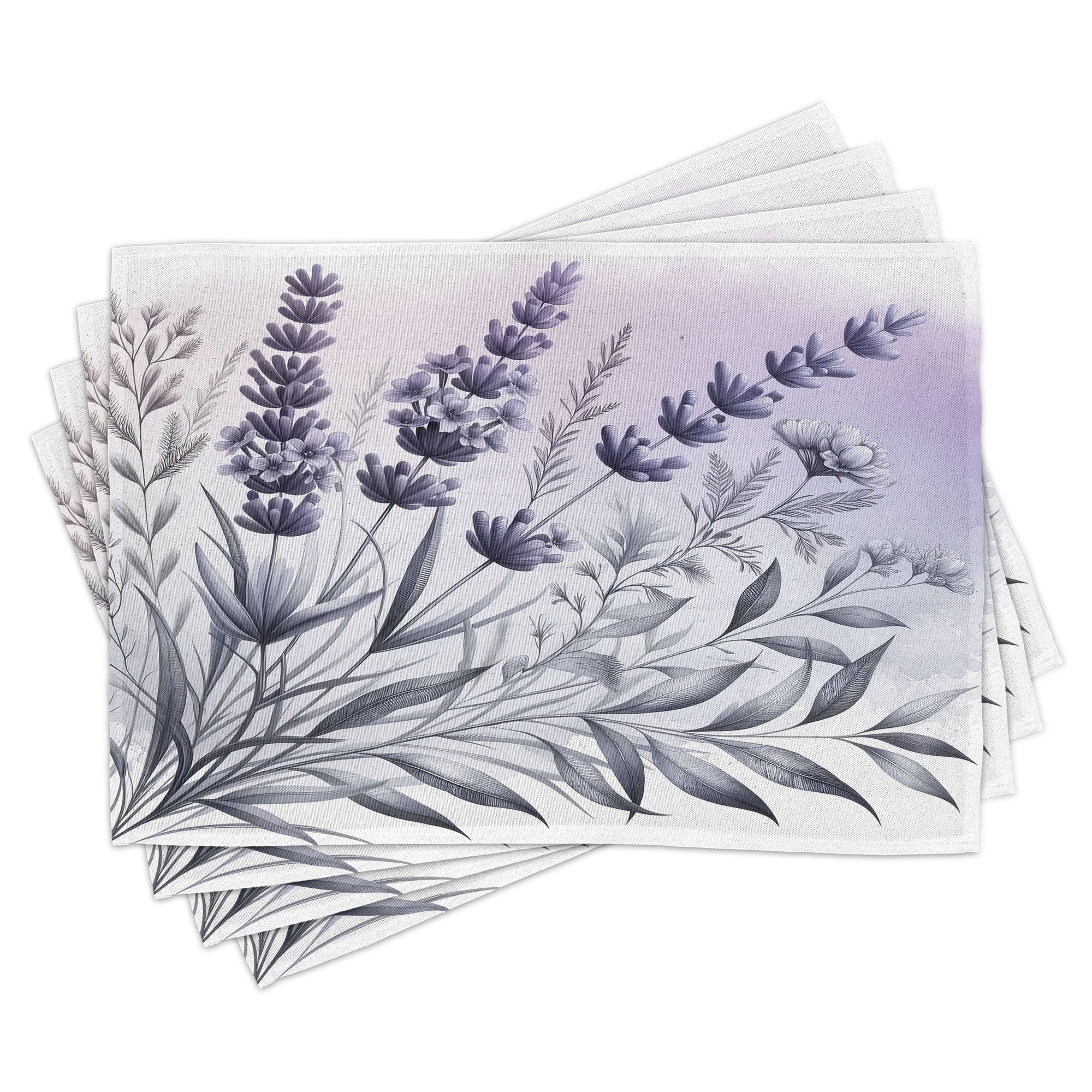 Ambesonne Polyester Pale Lilac Purpleblue Rectangle Placemat (Set of 4)