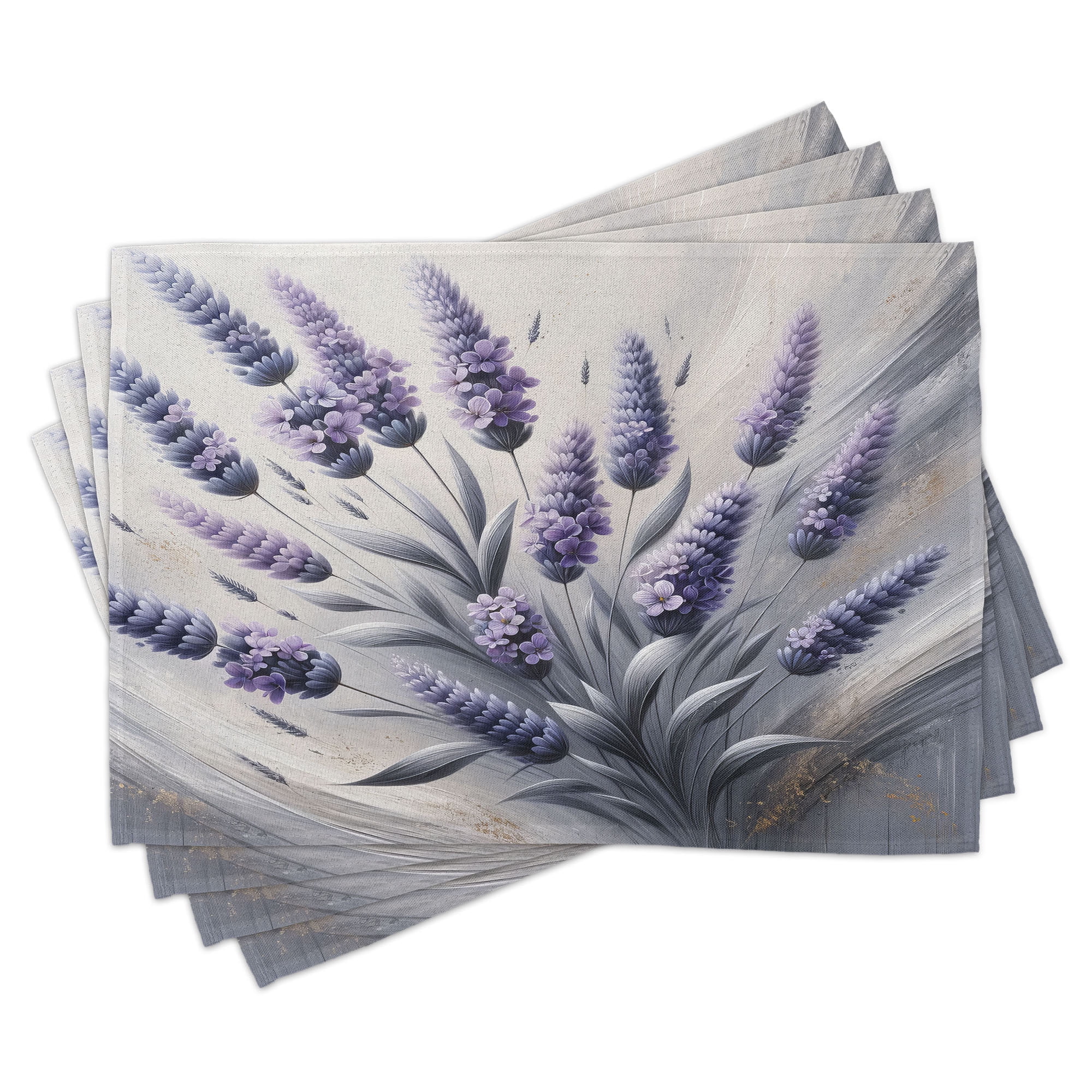 Lavender Floral Polyester Canvas Placemats Set of 4